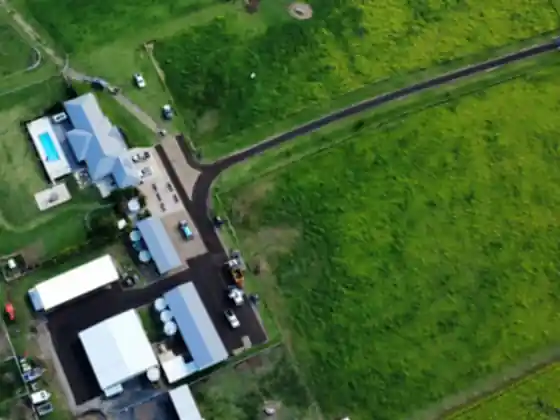 Aerial photograph of a sealed driveway and hardstand at a rural property